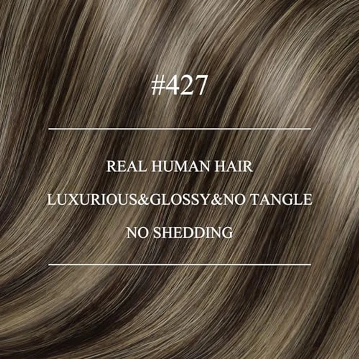 YoungSee Nano Extensions Echthaar Dunkelbraun, 40 cm, Nanoring Haarextension mit Braun Highlight Blond, 50g, P4/27, schonende Anwendung ohne Kleber, ideal für feines Haar, wiederverwendbar – Bild 2