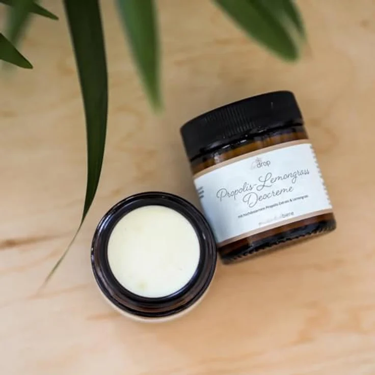 bedrop Propolis Deo Creme Lemongrass, Deocreme ohne Aluminium-Salze, Creme Deodorant natürlich, Peelingeffekt für eingewachsene Haare nach Rasur, Sheabutter & Mandelöl 30ml (30ml) – Bild 5