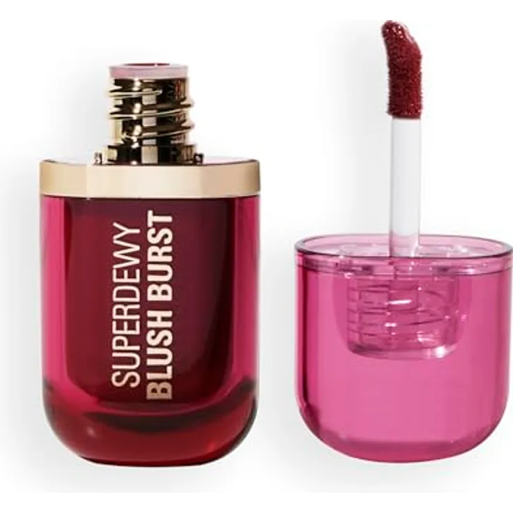 Revolution Superdewy Liquid Blush Burst, Aufbaubarer Flüssig-Blush mit Serum-Formel (Peptide & Hyaluronsäure), vegan & tierversuchsfrei, Very Cherry Berry, 4,2 ml
