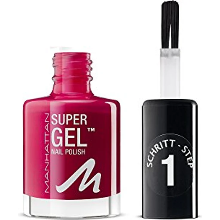 Manhattan Super Gel Nagellack Berry Love 375, Himbeerrot, Gel Maniküre Effekt ohne UV Licht, bis zu 14 Tage Halt, 12ml – Bild 1
