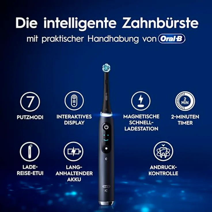Oral-B iO Series 9 Plus Edition Doppelpack Elektrische Zahnbürste mit 7 Putzmodi, 4 Aufsteckbürsten, Lade-Reiseetui, designed by Braun, black onyx/rose quartz – Bild 5
