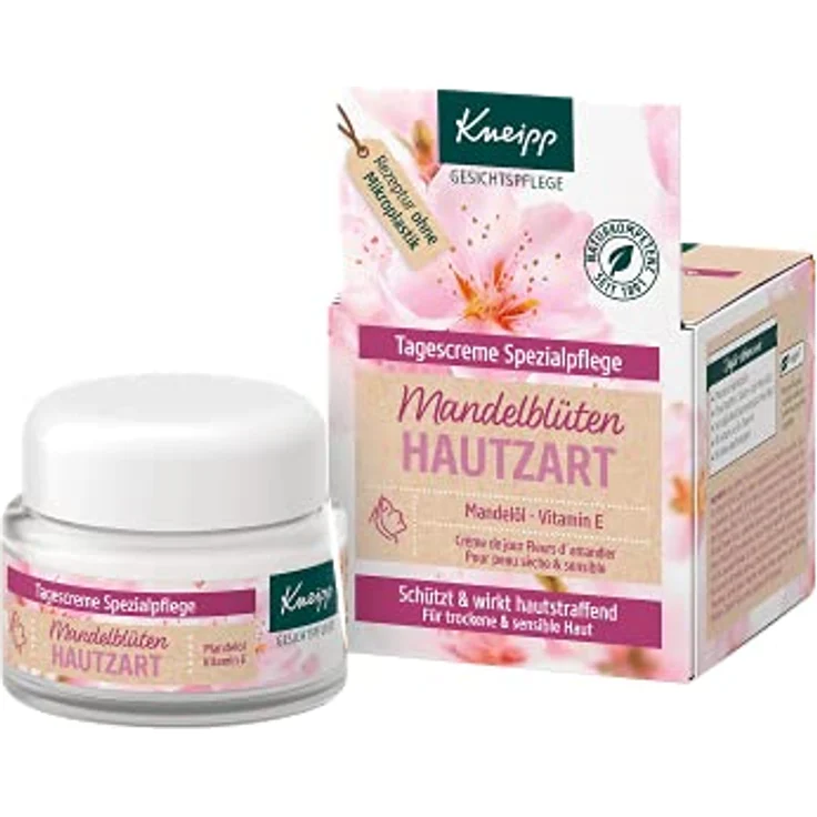 Kneipp Gesichtscreme Mandelblüten Hautzart - nährende Creme mit reichhaltiger Sheabutter, Mandelöl & Vitamin E - natürlicher Pflegeöl-Komplex - für trockene & sensible Haut - 50ml – Bild 1