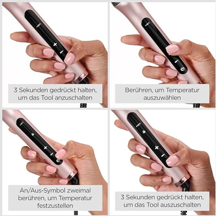 BaByliss HSB200E, Lockenstab Volume Boost mit keramischer Beschichtung, rosa, 4 Temperaturstufen, automatische Ausschaltung und Überhitzungsschutz – Bild 4