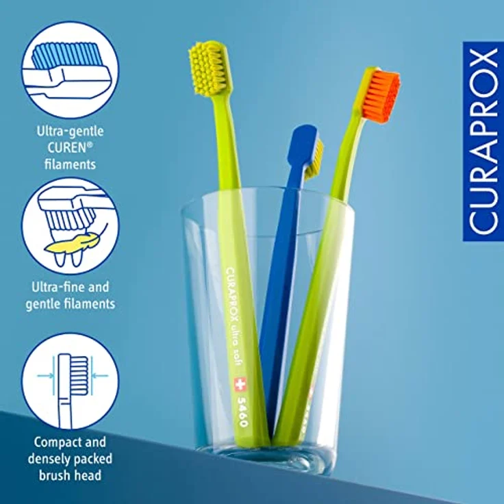Curaprox CS5460 Handzahnbürste ultra soft, 3 Stück, farblich sortiert, Farbe nicht wählbar, sehr weiche Zahnbürste - Preisvergleich – Bild 3