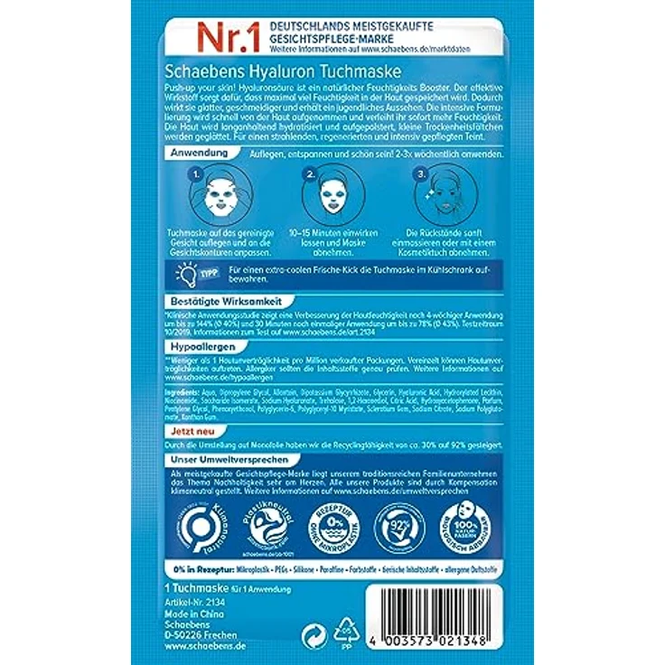 Schaebens Hyaluron Tuchmaske, 21 g – Bild 2