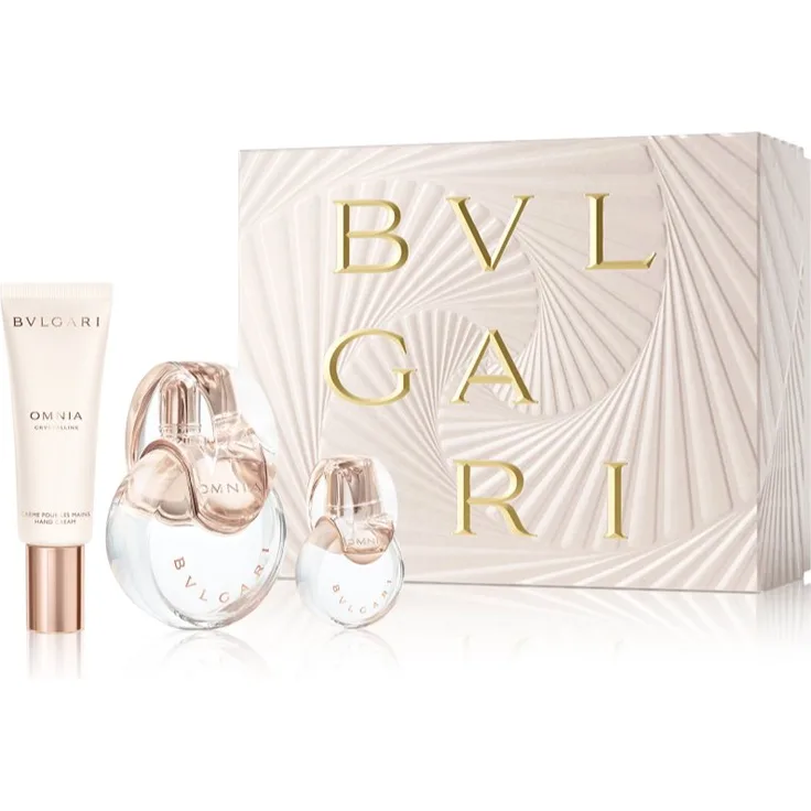 BVLGARI Omnia Crystalline Geschenkset, Damen-Duftset mit 100 ml Eau de Toilette, 15 ml Mini-Ausgabe und 40 ml Handcreme