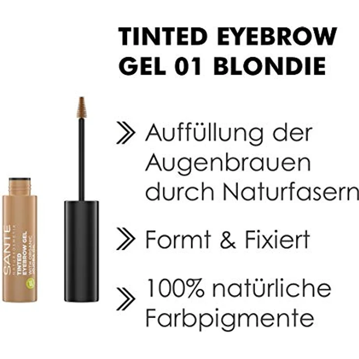 Sante Naturkosmetik Tinted Eyebrow Gel 01 Blondie, Flüssiger Eyebrowmascara für helle Augenbrauenfarbe, Vegan, 3,5ml – Bild 4