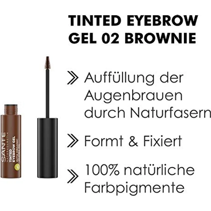 SANTE Naturkosmetik Augenbrauen-Gel, Farbe Braun, Tinted Eyebrow Gel 02 für dunklere Augenbrauenfarbe, Bringt Brauen in Form & füllt Lücken auf, Vegan, 3, 5ml – Bild 4