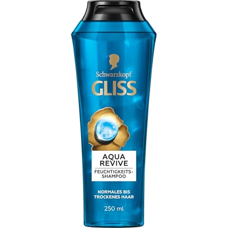 Gliss Shampoo Aqua Revive (250 ml), Haarshampoo mit Hyaluron und Meeresalgen, feuchtigkeitsspendend für normales bis trockenes Haar