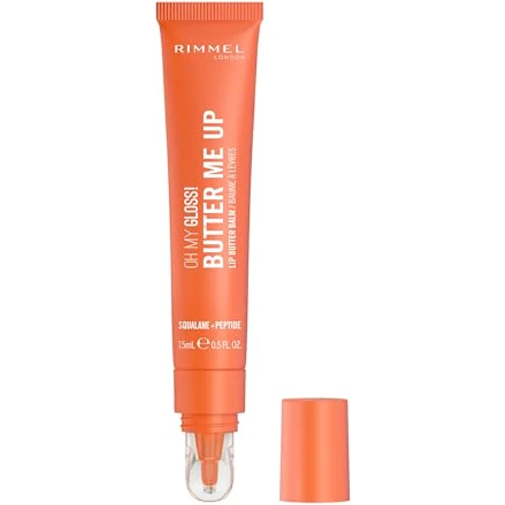 Rimmel Oh My Gloss Butter Me Up, ultra-feuchtigkeitsspendender Lippenbalsam mit Squalan, Farbe Koralle Breeze 005, 15 ml – Bild 1