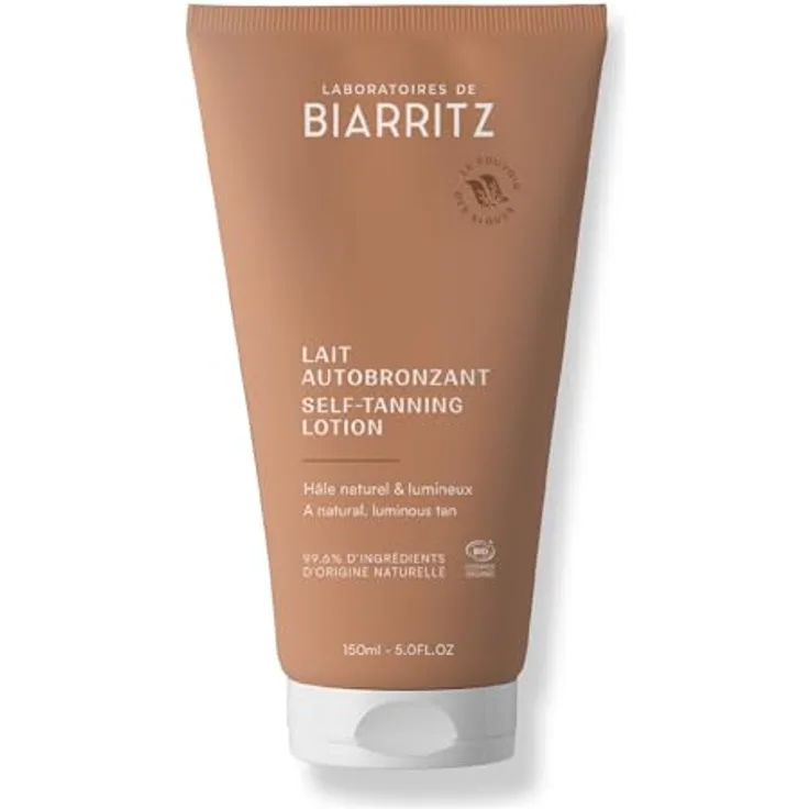 Laboratoires de Biarritz Bio-zertifizierte Feuchtigkeitsspendende Selbstbräunungsmilch für Gesicht und Körper, goldene Bräune, 150 ml