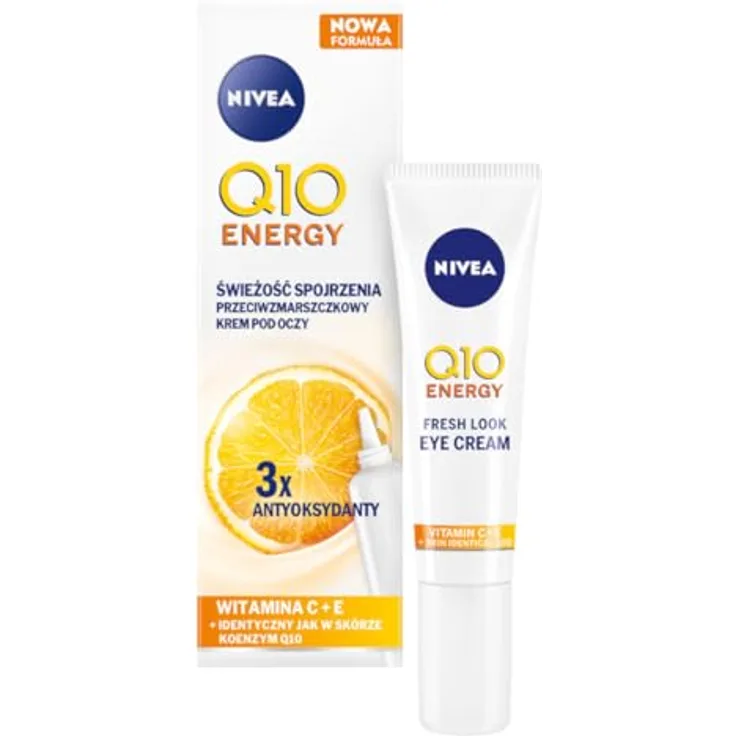 NIVEA Q10 Energy Fresh Look Augencreme mit Vitamin C, 15 ml - Anti-Aging, straffende Wirkung, reduziert dunkle Augenringe