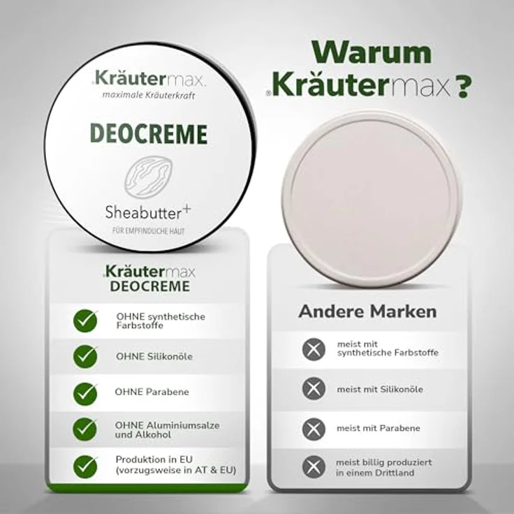 Kräutermax. Sheabutter Deocreme Deo Naturkosmetik Pflege Cremig mit Shea Butter, 40 ml  - Aluminiumfreies Deo mit Sheabutter, Kokosöl und Maisstärke – Bild 3