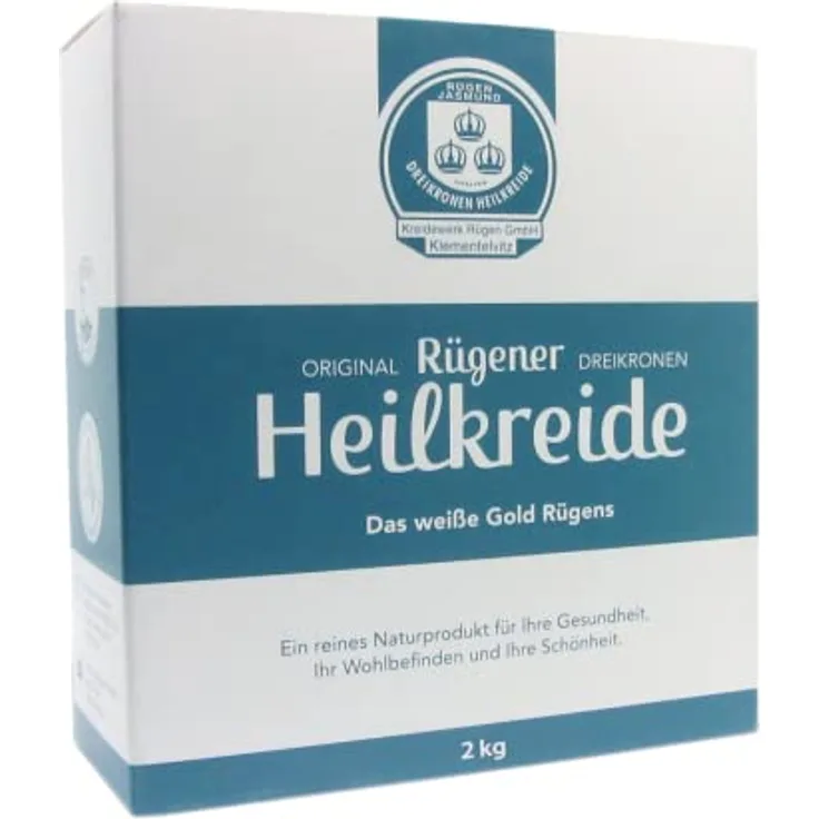 MeraSan Original Rügener Dreikronen Heilkreide Pulver 2 kg – Basische Schlämmkreide für Pflege – Vegan, schneeweiß