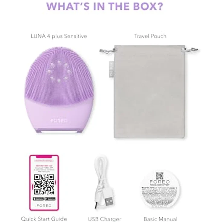 FOREO Elektrische Gesichtsreinigungsbürste LUNA™ 4 plus sensitive skin, 4-in-1 Gesichtsreinigungsgerät mit Wärme, LED-Licht und Massage, Rosa – Bild 8