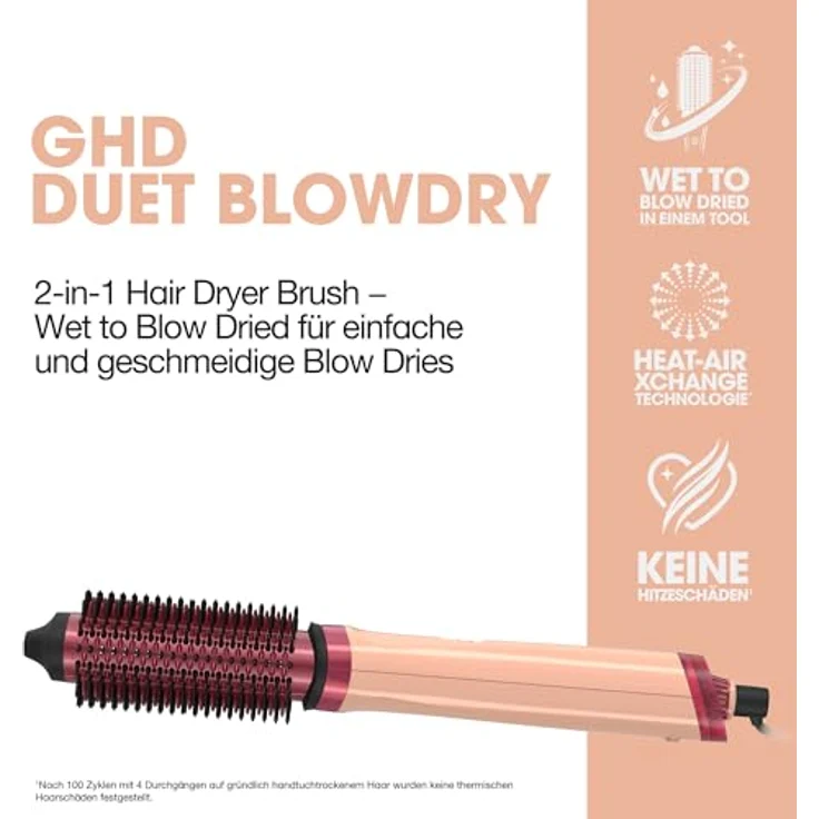 ghd ghd duet blowdry™ Warmluftbürste in Sunkissed Peach, 2-in-1 Haarföhn mit Heat-Air Xchange Technologie™ und Hitzeschutz-Etui – Bild 2