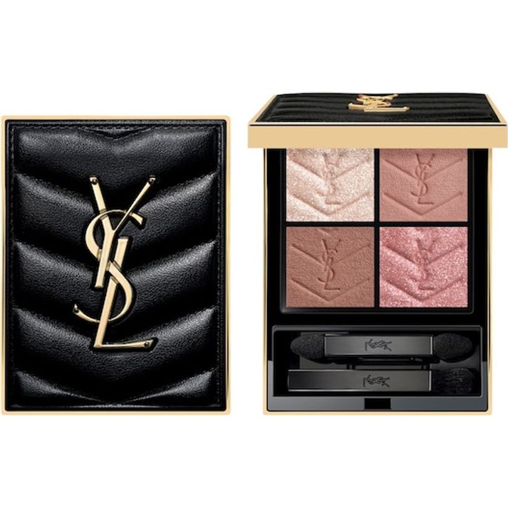Yves Saint Laurent Couture Mini Clutch Lidschattenpaletten, 4 g, N°5 Medina Glow/N°6 Spontini Lilies, intensive Pigmente, schwarzes Design mit goldenem Aufdruck