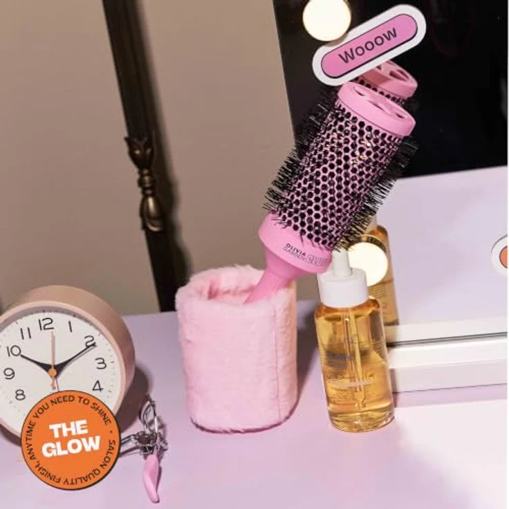 Olivia Garden Club THE GLOW Blowout Ceramic Round Brush, Rosa, für voluminöse Blowouts und schnelles Trocknen mit ergonomischem Griff – Bild 3