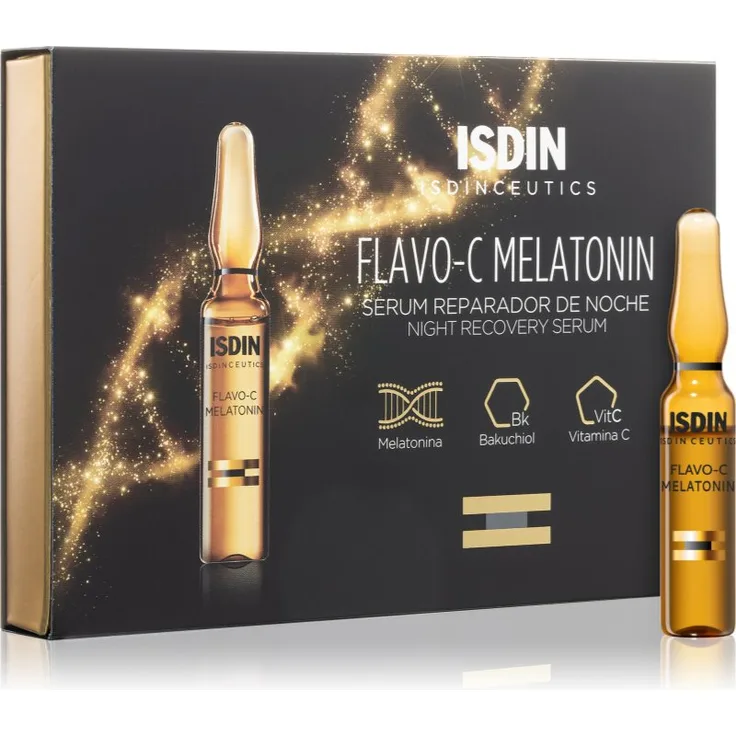 ISDIN Isdinceutics Flavo-C, aufhellendes und erneuerndes Serum für die Nacht, 10x2 ml, hochkonzentrierte Pflege против Falten linien