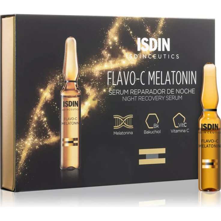 ISDIN Isdinceutics Flavo-C, aufhellendes und erneuerndes Serum für die Nacht, 10x2 ml, hochkonzentrierte Pflege против Falten linien