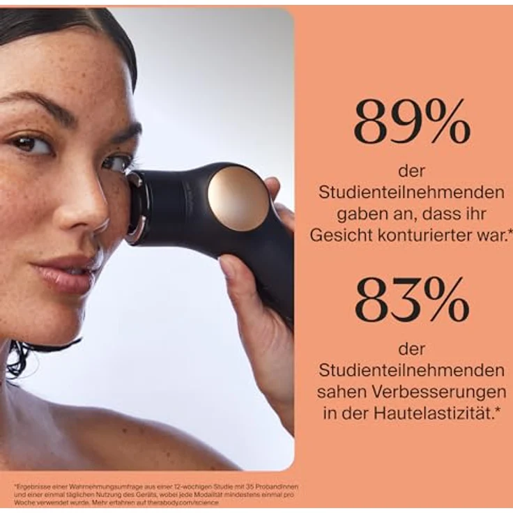 THERABODY TheraFace PRO, All-in-One Gesichts-Massagegerät mit Mikrostrom, LED-Lichttherapie und perkussiver Reinigung, schwarz – Bild 5