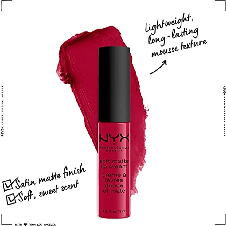 Nyx Professional Makeup Soft Matte Lip Cream, Cremiges Und Mattes Finish, Hochpigmentiert, Langanhaltend, Vegane Formel, Farbton: Monte Carlo 8 ml – Bild 2
