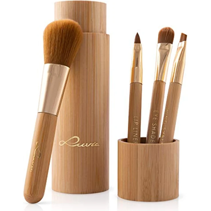 Luvia Cosmetics Kosmetikpinsel-Set Travel Bamboo Tube, 4 tlg. Make-up Accessoires Set, Dekorative Kosmetik Make-up Accessoires – Bild 2