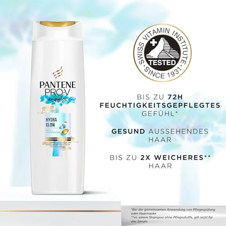 Pantene Pro-V Hydra Glow Feuchtigkeitsspendendes Shampoo mit Biotin 250ml - Pro-V Miracles Shampoo für Trockenes, Geschädigtes Haar, mit Hyaluronsäure, spendet Feuchtigkeit, mit Vitamin B5 – Bild 3