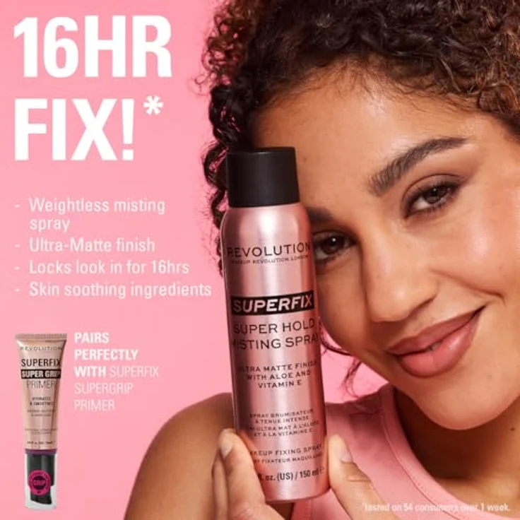 REVOLUTION Super Fix Misting Spray, Fixierspray für flüssige, matte und puderbasierten Make-up, schwereloser Fixiernebel – Bild 4