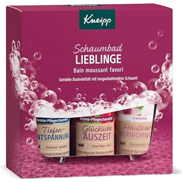 Kneipp Geschenkset Schaumbad Lieblinge, Badezusätze mit langanhaltendem Schaum, 3x100 ml