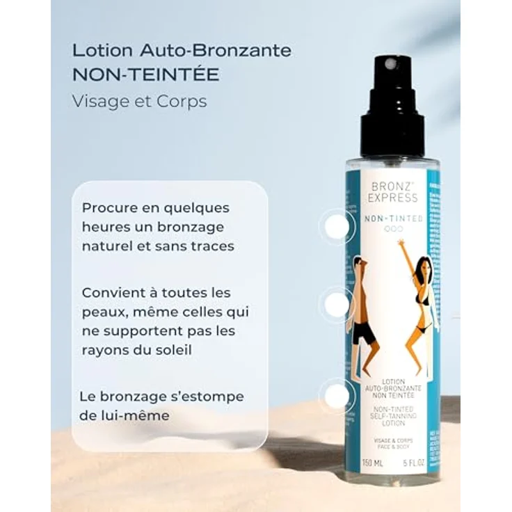 Académie Bronz'Express Lotion Non Teintée, unisex Selbstbräuner ohne Farbpigmente, 150 ml – Bild 3