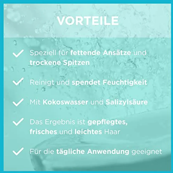 Garnier Klärendes Shampoo gegen einen fettigen Haaransatz und trockene Spitzen, Mit Kokoswasser für kraftvolles Haar, Fructis Coco Water, 6 x 250 ml – Bild 3