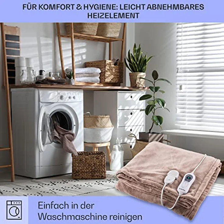 Klarstein Dr. Watson XXL Heizdecke 120W waschbar 200x180cm Mikroplüsch beige – Bild 4