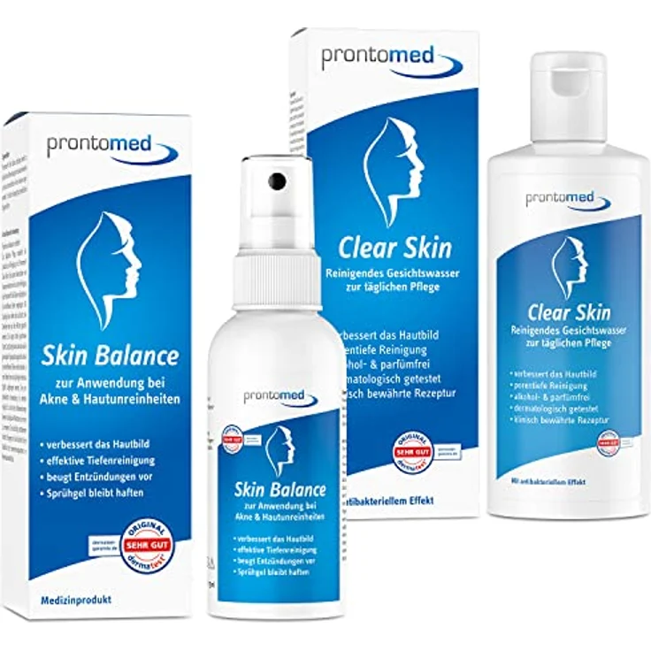 Prontomed Sparset Haut - Die Innovation bei Akne, Pickeln & Hautunreinheiten | Anti Pickel, Anti Akne! (200ml & 75ml) - Tierversuchsfrei, ohne Duftstoffe, Made in Germany – Bild 1