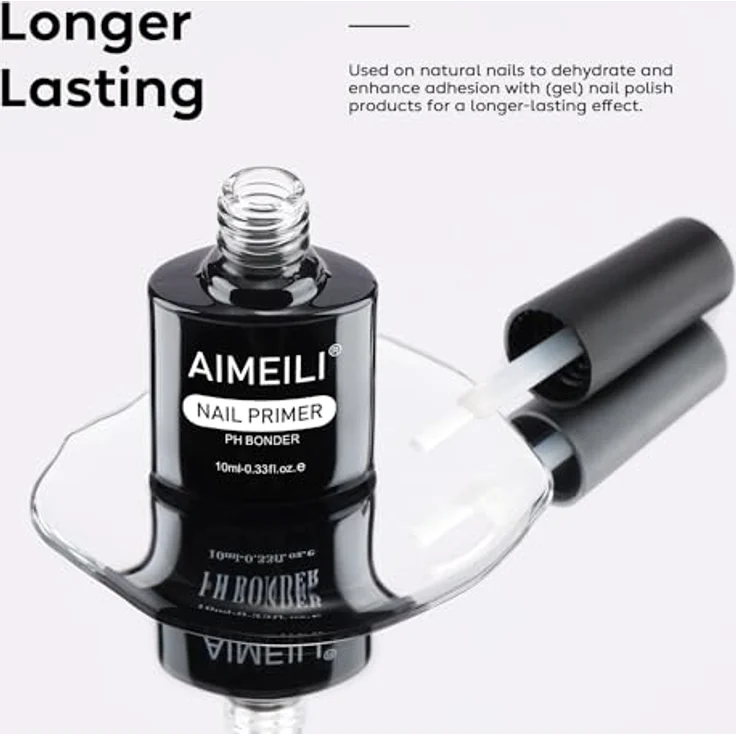 AIMEILI 2 x 10ml Dehydrator und Primer für Gelnägel, optimale Haftung für Acryl- und Gel-Nagellack, lufttrocknend – Bild 3