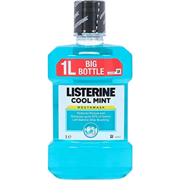 Listerine Mundspülung Cool Mint, 1 Liter, mit Alkohol, gegen Plaque, frischer Atem  – Bild 2