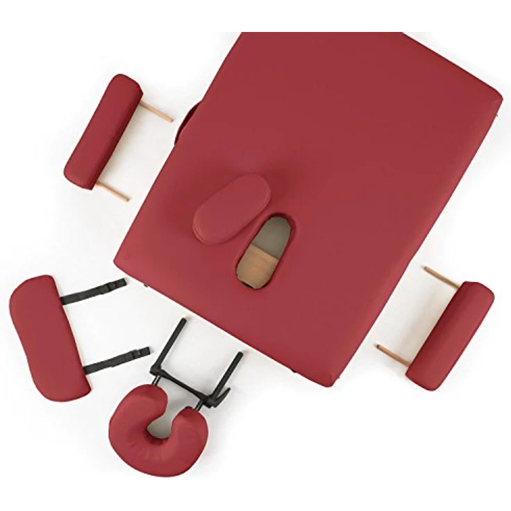Klarfit MT 500 Massagetisch 210 cm 200 kg klappbar Feinzellschaum Tasche beige Rot – Bild 8