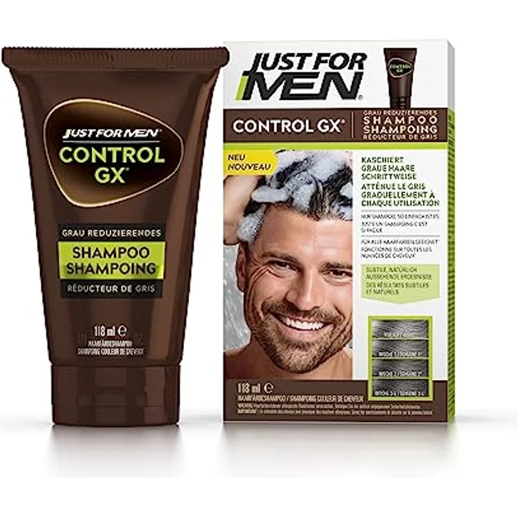 Just For Men Control GX Shampoo Zur Reduzierung grauer Haare, Haarfärbemittel, Haarfarbe Männer, Mit Kokosnussöl Und Aloe Vera - Alle Haarfarben, 118 ml – Bild 3