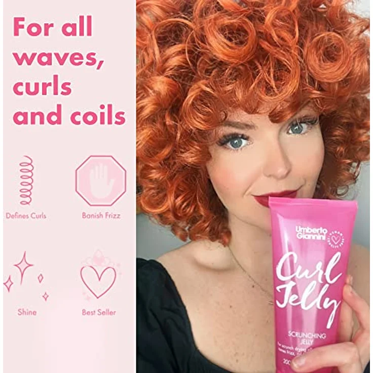 Umberto Giannini Curls Starter Kit, Curl Jelly Trio mit Shampoo, Conditioner und Scrunching Jelly, 3 x 50 ml – Bild 2