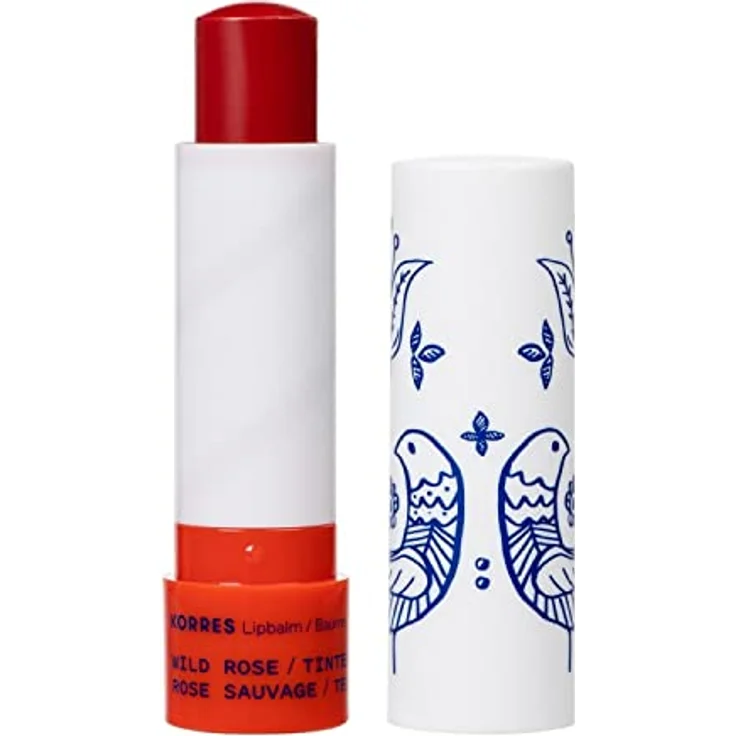 KORRES pflegender Lip Balm Wild Rose, getönt rot, mit Johanniskrautöl, vegan & dermatologisch getestet, 4 g – Bild 1