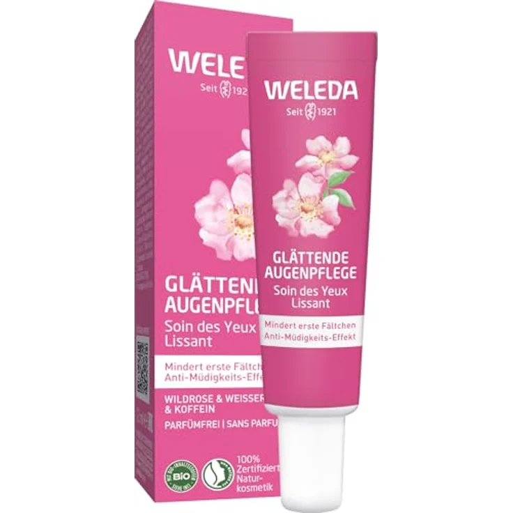WELEDA Bio Glättende Augenpflege Wildrose & Weißer Tee - Anti-Aging Augencreme mit Age Protect Complex & Koffein (vegan, 12ml) – Bild 1
