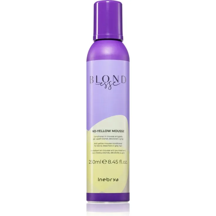 Inebrya BLONDesse No-Yellow Mask, Schaum-Conditioner zur Neutralisation gelber Verfärbungen, 250 ml, vegan, sulfatfrei, silikonfrei