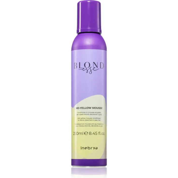 Inebrya BLONDesse No-Yellow Mask, Schaum-Conditioner zur Neutralisation gelber Verfärbungen, 250 ml, vegan, sulfatfrei, silikonfrei