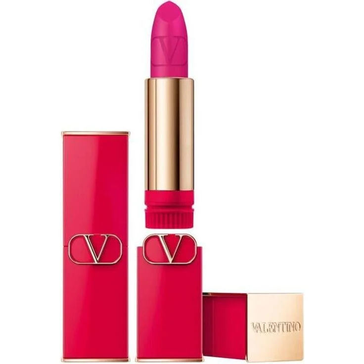 Valentino Rosso Matte Cream Lipstick 302R, Nachfüllbar, 35 g, Intensivrote Mattfarbe