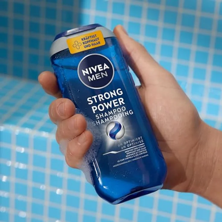 NIVEA MEN Strong Power Shampoo (250 ml), kräftigendes Shampoo mit Meeresmineralien, für kraftloses Haar, pH-optimierte Formel, vegan, ohne Silikone und Mikroplastik – Bild 5