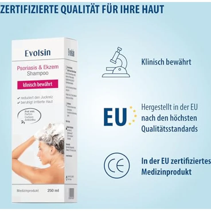 Evolsin Psoriasis & Ekzem Shampoo, 250 ml - Speziell für empfindliche Kopfhaut – Bild 4