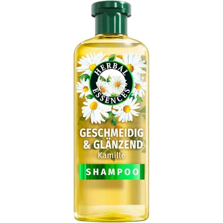 Herbal Essences Geschmeidig & Glänzend Shampoo mit Kamille, 350ml, vegan, silikonfrei, 96% natürlichen Ursprungs, für seidig-glänzendes Haar