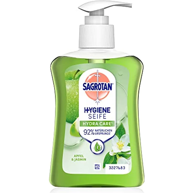 Sagrotan Handseife Grüner Apfel und Jasminblüte – Hygienische Flüssigseife – 1 x 250 ml Seifenspender – Bild 2