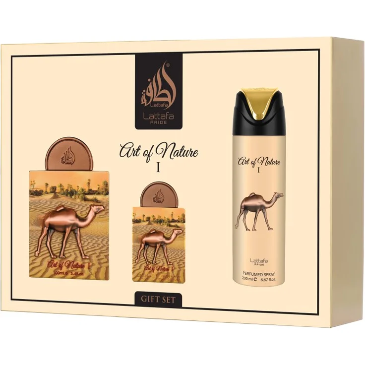 Lattafa Art Of Nature I. Geschenkset Unisex, Duftset mit 100 ml Eau de Parfum, 20 ml Miniatur und 200 ml Deodorant