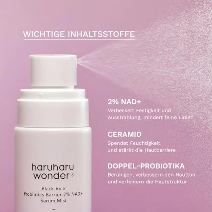 Haruharu Wonder Black Rice Probiotics Barrier NAD+ Serum Mist, erneuernde Gesichtscreme im Spray, 80 ml, feuchtigkeitsspendend und hautbarrierestärkend – Bild 3